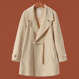 一粒盘扣插肩袖 1699 冬装 文 双面呢长毛大衣338 100绵羊毛
