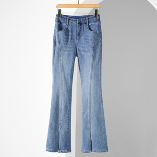显筷子腿开叉微喇牛仔裤 569西湖阁老 修身 春季 686 栖