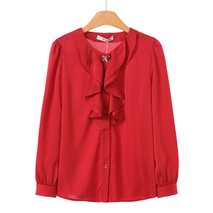 立体花朵扣圆领荷叶边衬衫 春装 013 熠 469西湖阁老