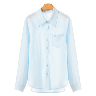 40%苎麻 爱心翻领小清新天丝衬衫 申 春装 605 当季 60%莱塞尔