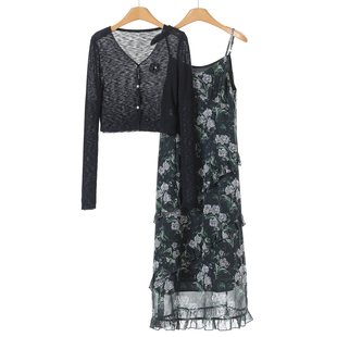 春装 薇 绍 针织开衫 吊带连衣裙两件套289 459 外套 85%粘纤