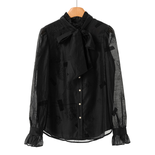 85%莱赛尔纤维 天丝衬衫 妍B 木耳立领喇叭袖 821 冬装 459