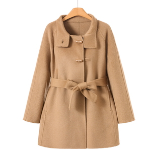 橄榄扣插肩袖 冬装 双面呢长毛大衣165 南油 12%羊驼贝贝