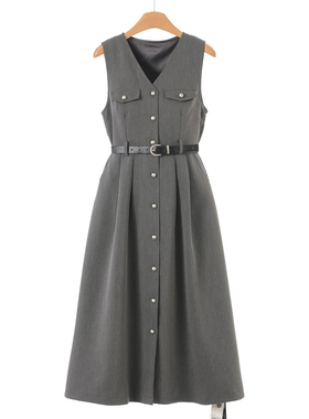 569西湖阁老【HO】春装 *绍 高腰法式可展开背心长裙连衣裙053