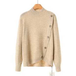 不对称斜排纽扣含绵羊毛毛衣185 冬装 459西湖阁老 妍B