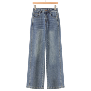 气质高挑御姐范宽脚拖地牛仔裤 春装 731 兰 439西湖阁老