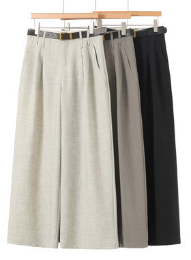 西湖阁老【葛】26春装 松弛感通勤气质高腰抽褶藏肉阔腿裤615