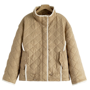 编织拼接包边宽松轻薄棉服SL911 冬季 西湖阁老 蜜