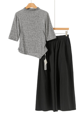 479西湖阁老【薇】春装*绍 立领亮点短袖T恤+八分阔腿裤套装281