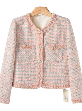 30%羊毛【俪】春季 甜妹减龄温柔气质珍珠扣小香风外套606