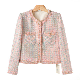 甜妹减龄温柔气质珍珠扣小香风外套606 春季 30%羊毛 俪