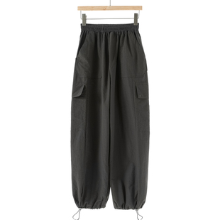 春装 兰 松紧高腰阔腿裤 工装 540 439 抽绳束脚裤 100锦纶