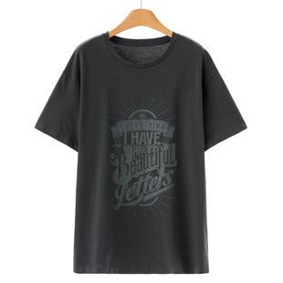 字母印花宽松舒适圆领棉T恤060 春装 269西湖阁老 兰