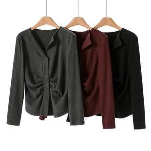 V领收腰可单穿针织开衫 31%粘胶纤维 绍 春装 外套211 庄