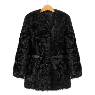 轻奢小湖羊皮毛一体中长款 羊毛皮 冬装 当季 真皮草外套005 韦