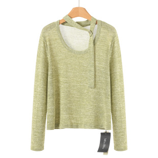 爱心扣挂脖低圆领设计感T恤小衫 春装 047 兰 239西湖阁老