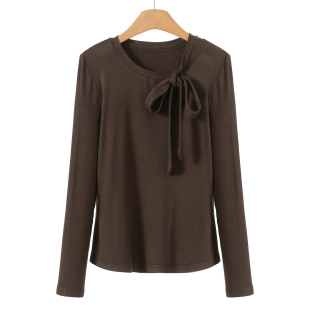 冬装 339 当季 帛 圆领蝴蝶系绳罗纹T恤021 91%粘胶纤维