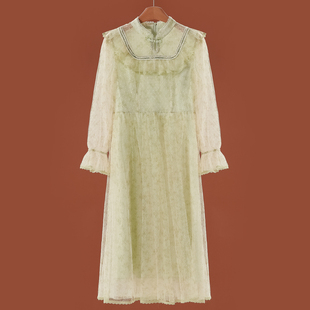 串珠立领喇叭袖 1299 春装 蕾 改良旗袍连衣裙825 81%锦纶