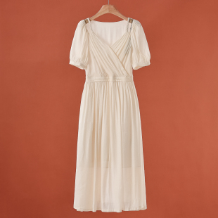 夏装 莫Y 高腰气质小露肩长裙冰丝连衣裙434 70.6粘纤 899