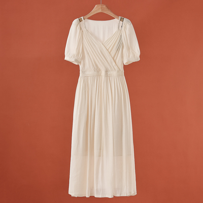 899 70.6粘纤【莫Y】夏装 高腰气质小露肩长裙冰丝连衣裙434