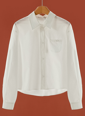 499西湖阁老【栖】春装 宽松简约不对称弧形摆短衬衫682