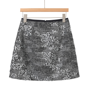 绍 459 春装 兹 包臀防走光珠片短裙050 52%粘胶纤维