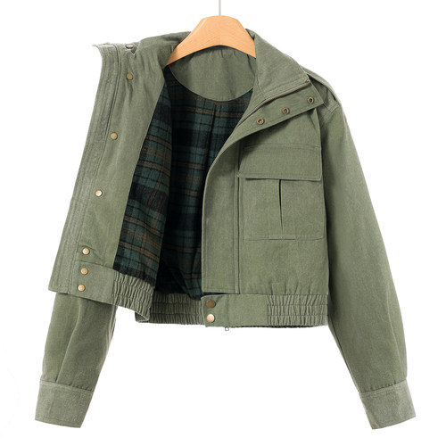 889西湖阁老【AE】设计师冬装 松紧收摆显高挑加绒短夹克外套002