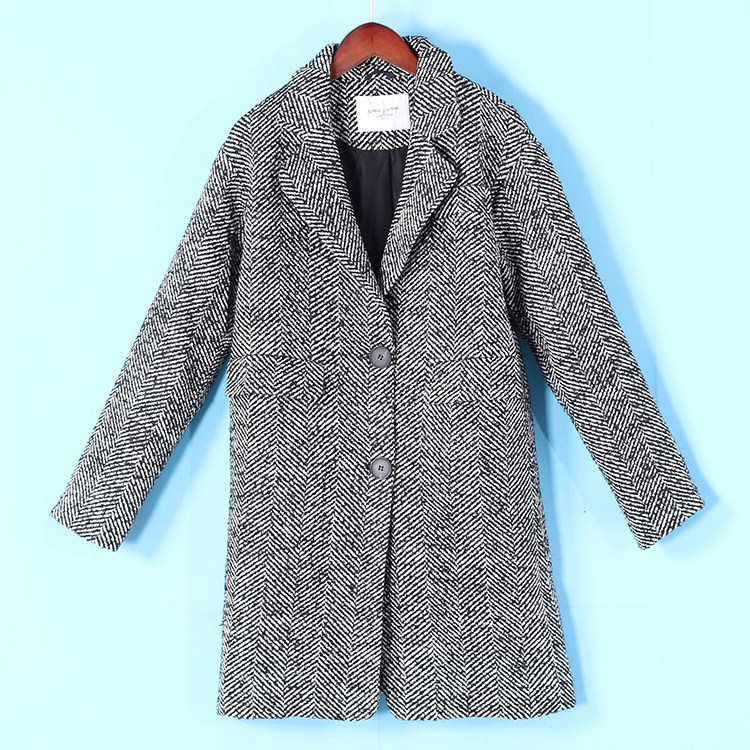 XKING 冬季 提升气质~西装领 人字纹双扣子呢大衣029|ruв категории Женская одежда, шерстяные пальто - от Buy2taobao.com для оказания профессиональной услуги покупки агента Taobao