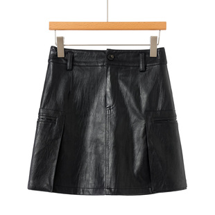 拼接袋包臀防走光软面PU短裙155 春装 599西湖阁老 栖