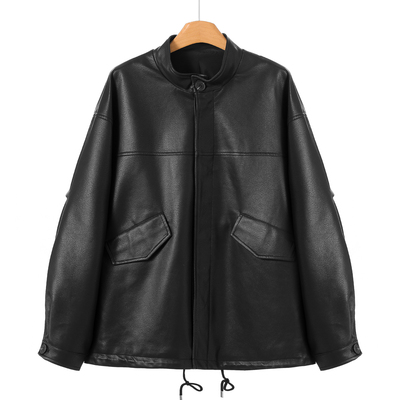 羊皮革【韦】拉春装  廓形质感机车风夹克休闲皮衣外套857