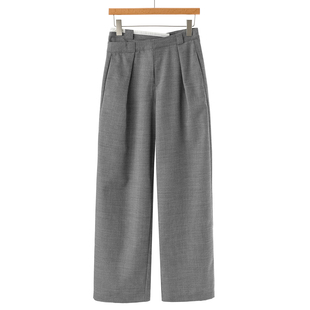 拼接不规则V型腰格子拖地裤 999 春装 102 40%绵羊毛