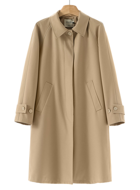 939西湖阁老【兰】春装 含粘纤韩版翻领单排扣长款风衣外套055