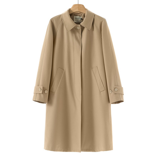 939西湖阁老【兰】春装 含粘纤韩版翻领单排扣长款风衣外套055