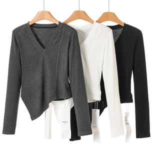 辣妹显瘦下摆不规则T恤小衫 490西湖阁老 绍 春装 989