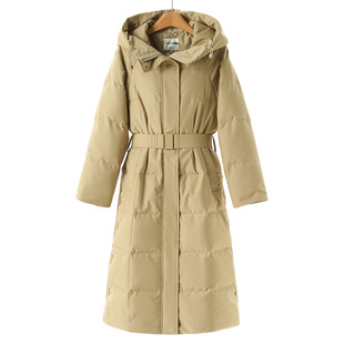 摁扣侧开叉抽绳连帽过膝羽绒服291 冬装 2199西湖阁老 兰