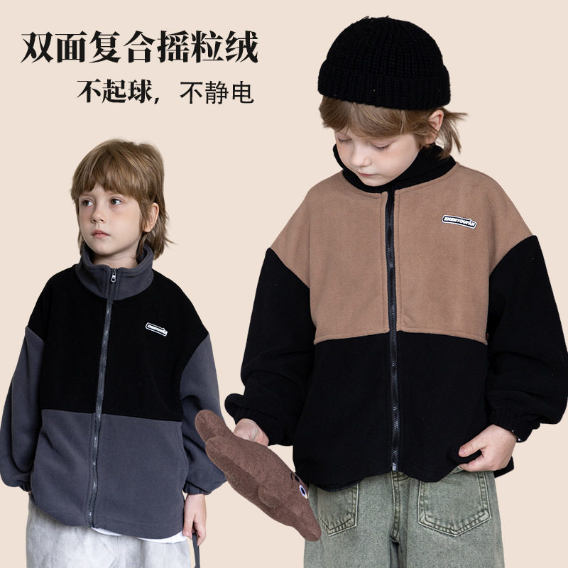 俊淳新款中大童摇粒绒外套儿童校