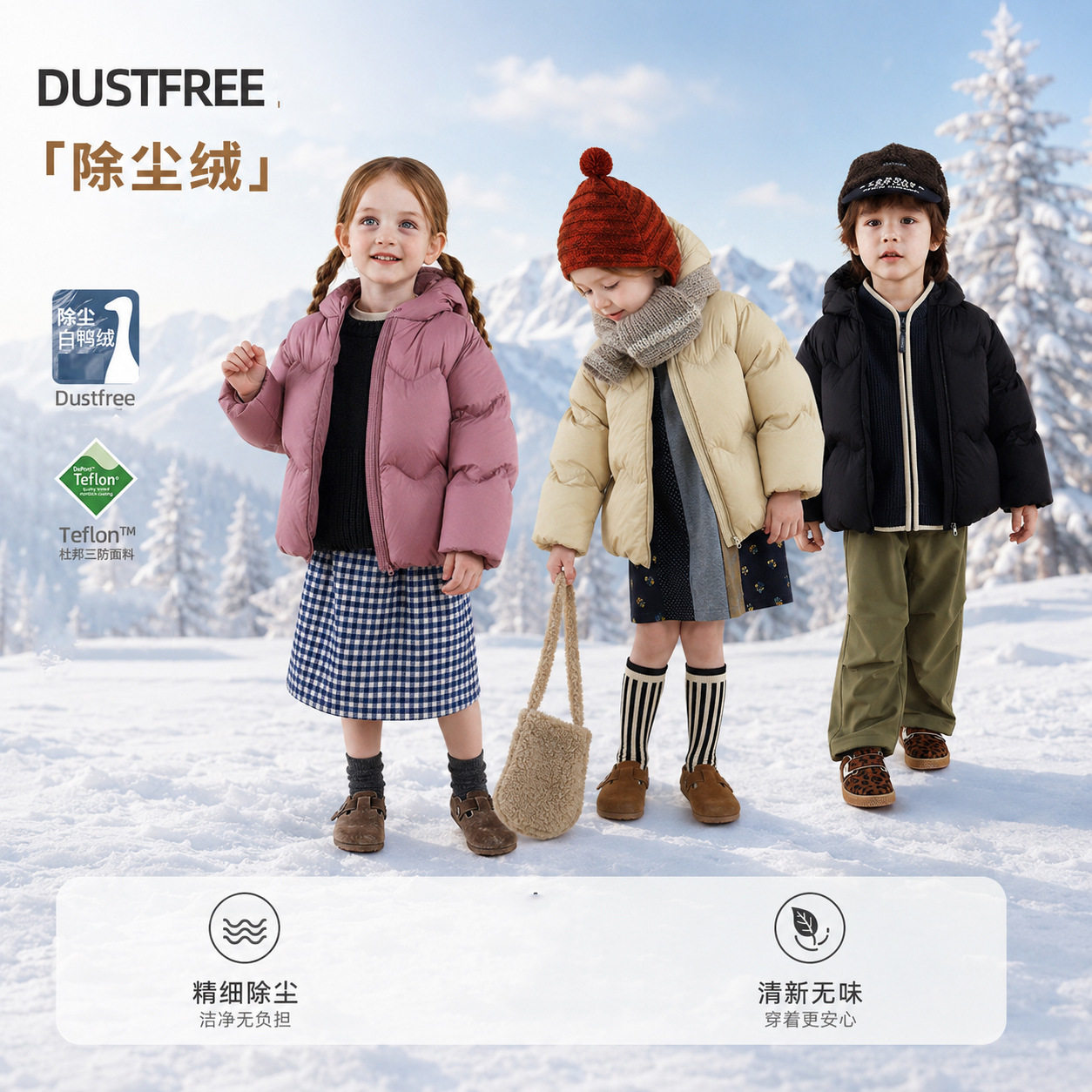 女童大波浪羽绒服童装蓄热加厚连