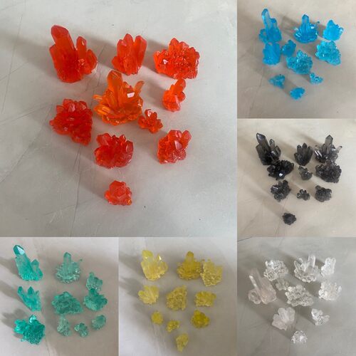 021号水晶石透明五彩矿树脂玛瑙黑石晶体手办模型摆件场景装配件