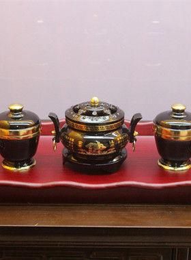 寺院戒定真香实木托盘香炉香盘