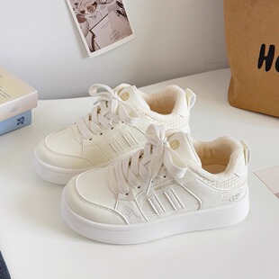 女童加绒小白鞋2025冬季新款女大童二棉鞋子初中生软底板鞋运动鞋