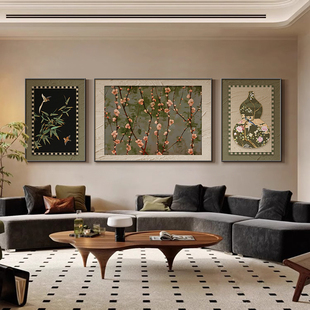 客厅沙发背景墙装饰画2026新款法式中古风挂画高级感葫芦三联壁画