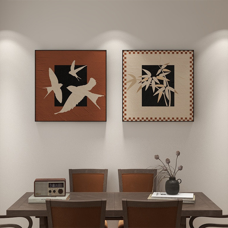 中古画 画挂画 画饭厅装饰画 画法式覆古燕子客厅沙发背景墙饭厅