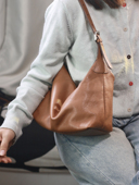 腋下Hobo包单肩饺子包头层胎牛皮盒子包腋下包手提斜挎包延长肩带