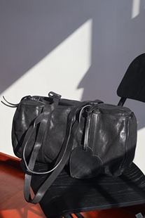 独行野兽原创设计头层洗水牛皮真皮女包法棍单肩包轻便多隔层时尚