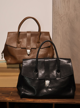 独行野兽头层水染植鞣牛皮轻便大容量公文包电脑包手提包斜挎包