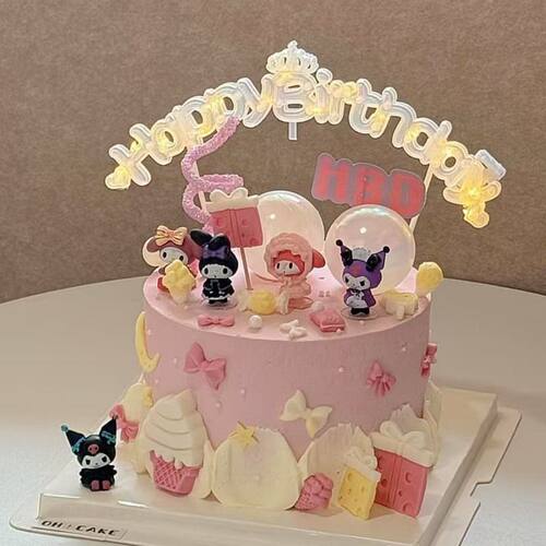 儿童三丽鸥蛋糕装饰可爱美乐蒂库洛米KT猫女孩女生生日甜品装扮