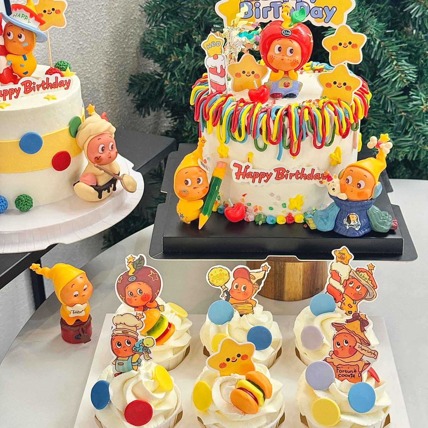 网红蜡烛星星人生日插牌纸杯蛋糕装饰苹果星星人儿童烘焙甜品插件