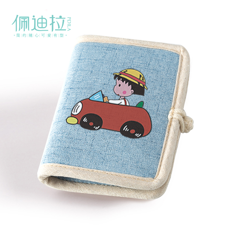 樱桃小丸子钱包女学生日系可爱卡通零钱袋棉麻帆布布艺复古风短款