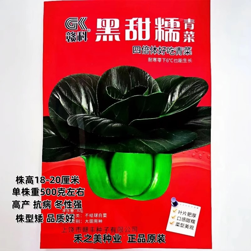 黑甜糯青菜种子四倍体好吃青菜种籽高产抗病矮棵口感甜糯四季菜种