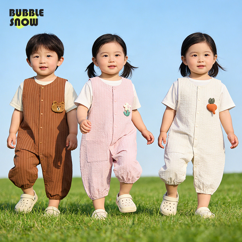 泡泡雪婴幼儿春夏轻薄连体哈衣图片
